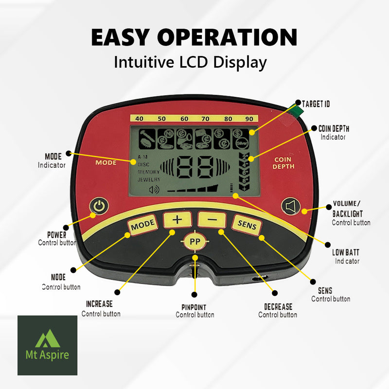 MT ASPIRE 240MM Metal Detector Advanced High Accuracy Adjustable Waterproof LCD