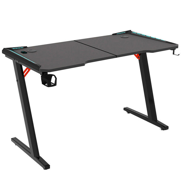 Odyssey8 1.2m Gaming Desk Office Table Desktop with LED light & Effects - Dual Panel Black