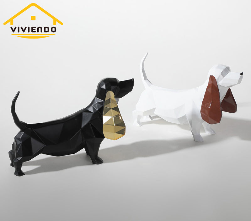 Viviendo Resin Pixel Dog Abstract Art Sculpture Canine figurine sculpture - Black & Gold