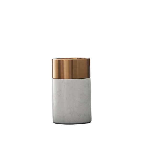 Viviendo Decorative Gold Peak Flower Vase in Aluminium & Marble Stone - Small