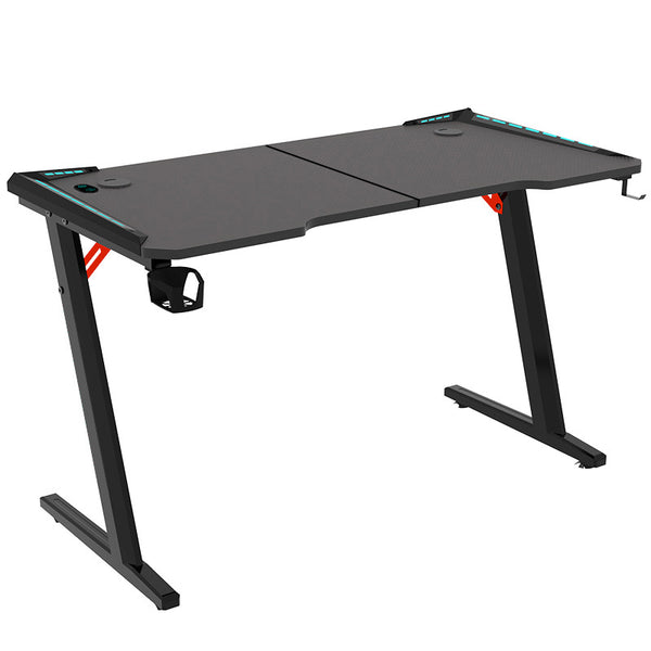 Odyssey8 Dual Panel 1.2m Gaming Desk Office Table Desktop with LED Light & Effects - Black