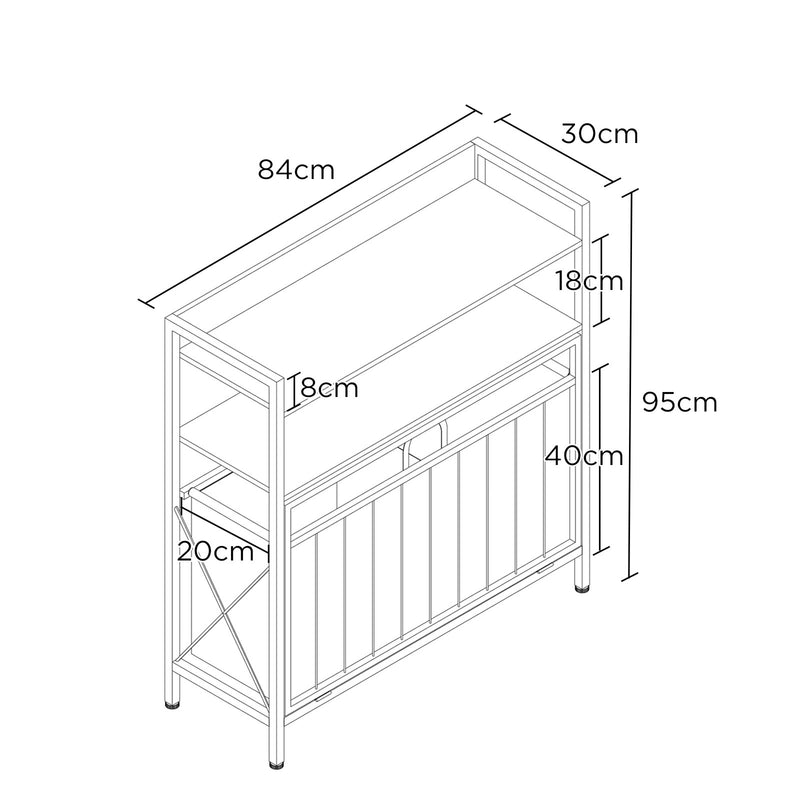 Viviendo Tilt-Out Laundry Hamper Cabinet Shelf Basket 3-Compartment with Sliding Wheels