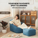 Viviendo Bean Bag Chair Armrest Ottoman Lounger Cover Lazy Sofa Blue Adults Kids