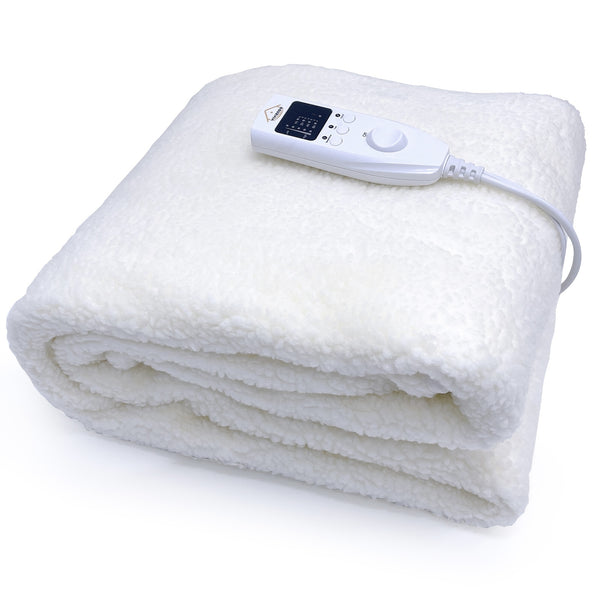 Viviendo 350 GSM Heated Electric Blanket Synthetic Wool Top - King Single