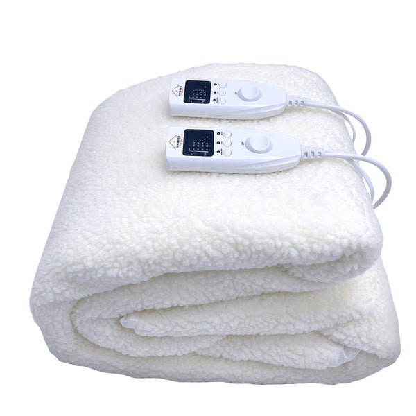 Viviendo 350 GSM Heated Electric Blanket Synthetic Wool Top - Queen
