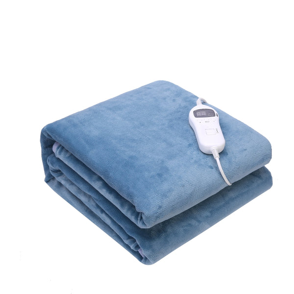 Viviendo Electric Heated Throw Soft Flannel Fleece Rug Machine Washable Blanket - Blue