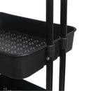 Viviendo 4 Tier Organiser Trolley in Carbon Steel & Plastic with Omnidirectional Wheels and Metal Frame - Black