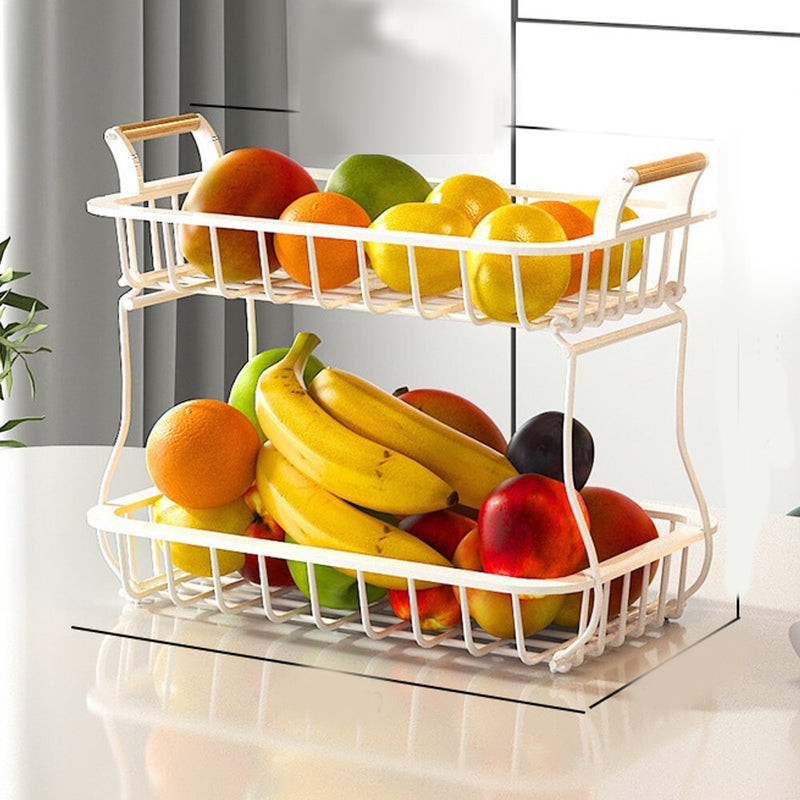 Viviendo 2 Tier Carbon Steel Fruit Bowl for Fruit and Vegetable Kitchen Storage