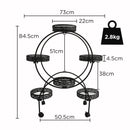 Viviendo 4 Tiers 6 Flower Potted Holders Indoor Metal Plant Stand with Wheels - Round