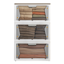 Viviendo Five-sided open-door Stackable Folding Storage Box with wheels - 3 Tiered 300L Extra Large Capacity