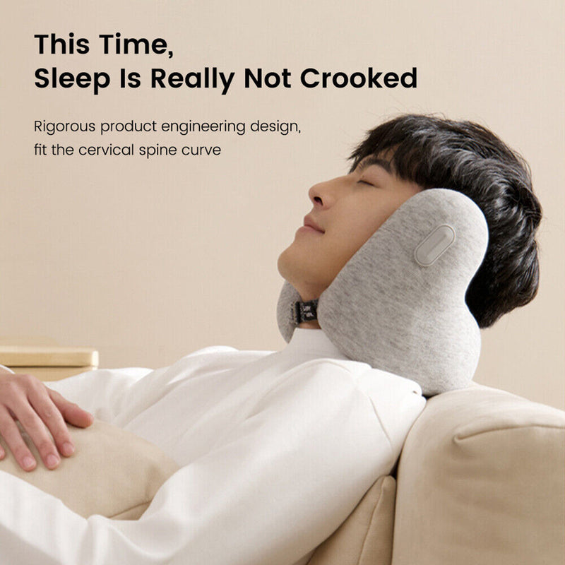 Every Think U-shaped Mesh Fabric Travel Pillow with Noise Reduction Earmuff