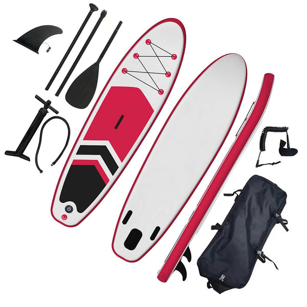MaxU 10'6'' Inflatable Paddle Board 3.2m SUP Surfboard Stand Up Paddleboard with Bonus Accessories - Black / Pink