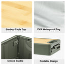 Naturehike 60L Foldable Portable Camping Storage Box with Bamboo Table Top - Army Green