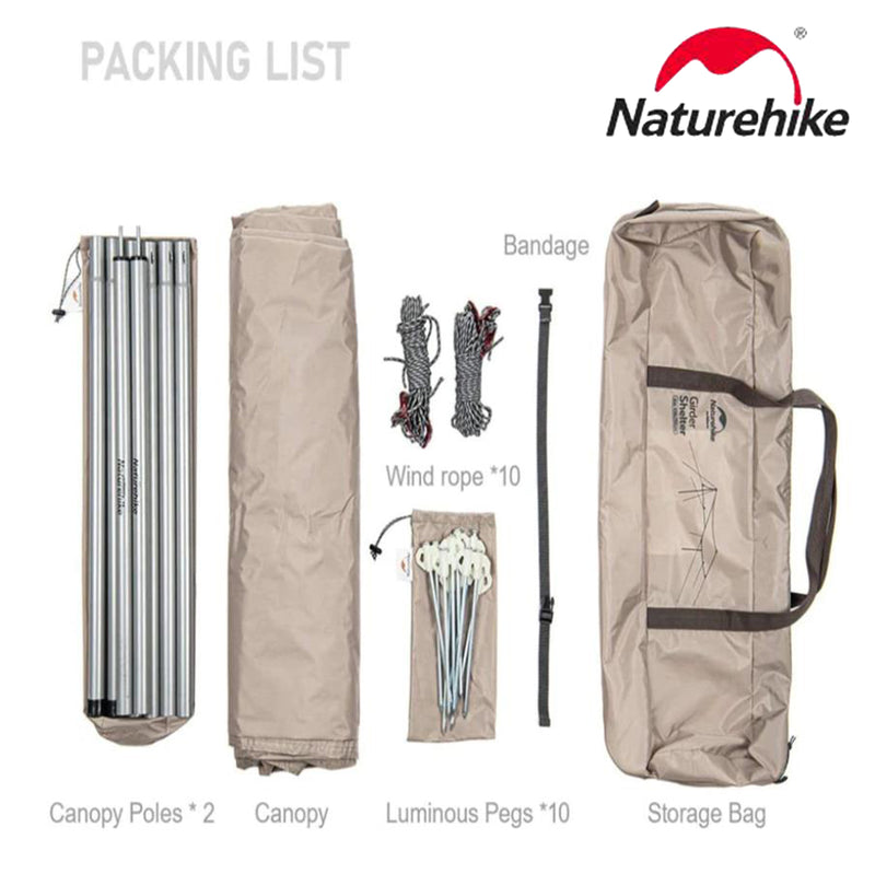 Naturehike Canopy Lightweight 4-6 Person Tent Tarp Shelters for Camping Hiking - Khaki 500x292cm