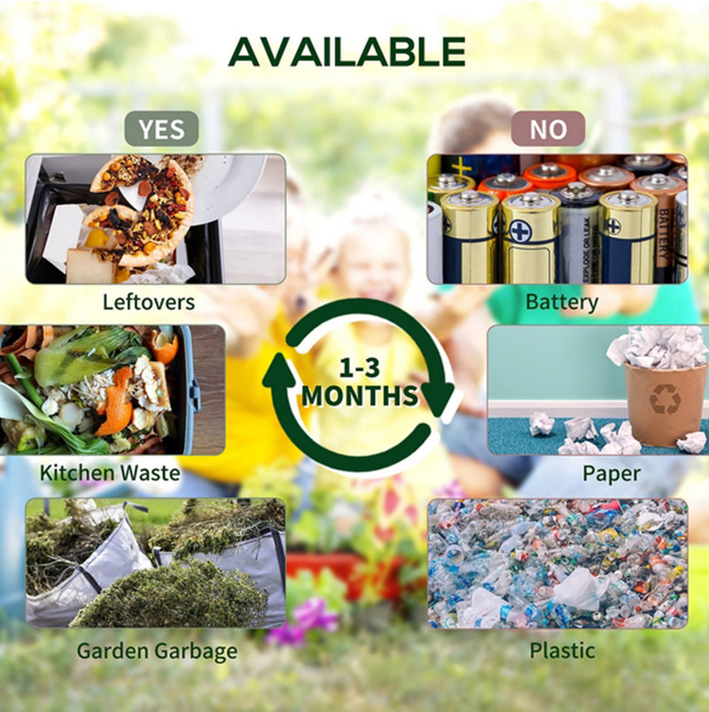 Viviendo 60L Tumbling Garden Compost Bin Heavy Duty 360 Degree Rotating Recycle - Green