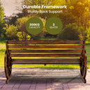 HortiKRAFT Wooden Wagon Wheels Bench Outdoor Chair 3-Seater Garden Furniture - Charcoal