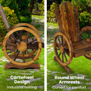 HortiKRAFT Wooden Outdoor Single Garden Wagon Wheels Bench Chair Furniture Patio Single