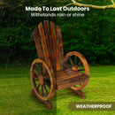 HortiKRAFT Wooden Outdoor Single Garden Wagon Wheels Bench Chair Furniture Patio Single