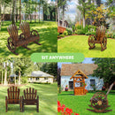 HortiKRAFT Wooden Outdoor Single Garden Wagon Wheels Bench Chair Furniture Patio Single