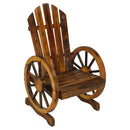 HortiKRAFT Wooden Outdoor Single Garden Wagon Wheels Bench Chair Furniture Patio Single