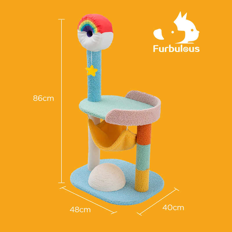 Furbulous 86cm Cat Tree Tower and Scratching Post Rainbow style