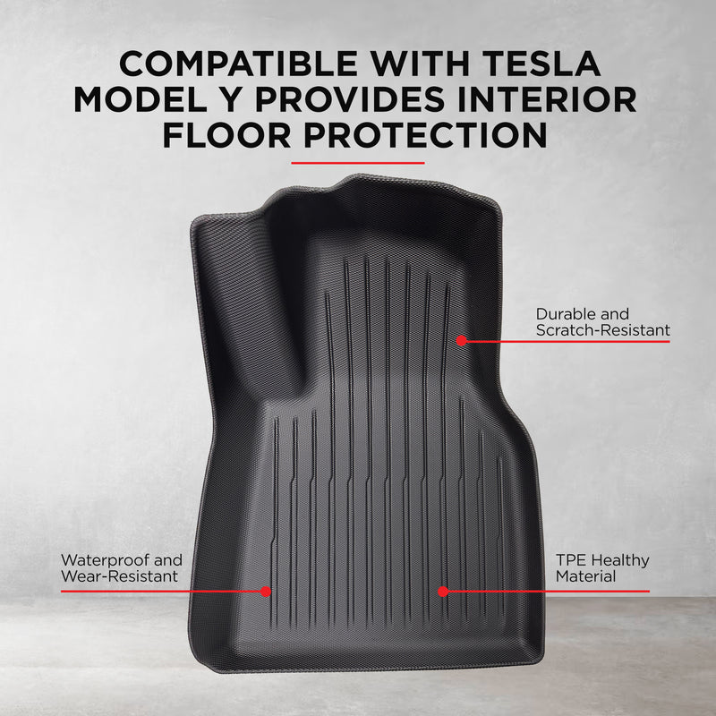 Tesla Model Y 2021-2023 TPE 3D Interior Floor Mat Set Front Rear Accessories