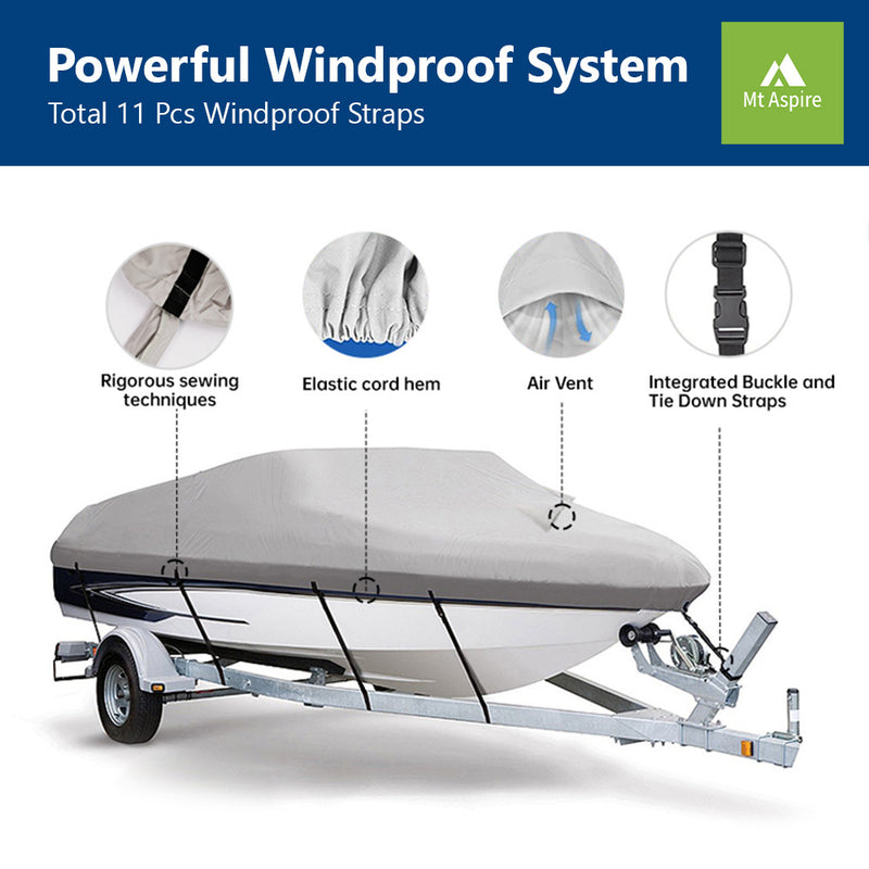 Mt Aspire Trailerable Boat Cover Heavy Duty Waterproof Marine Grade Multi Sizes