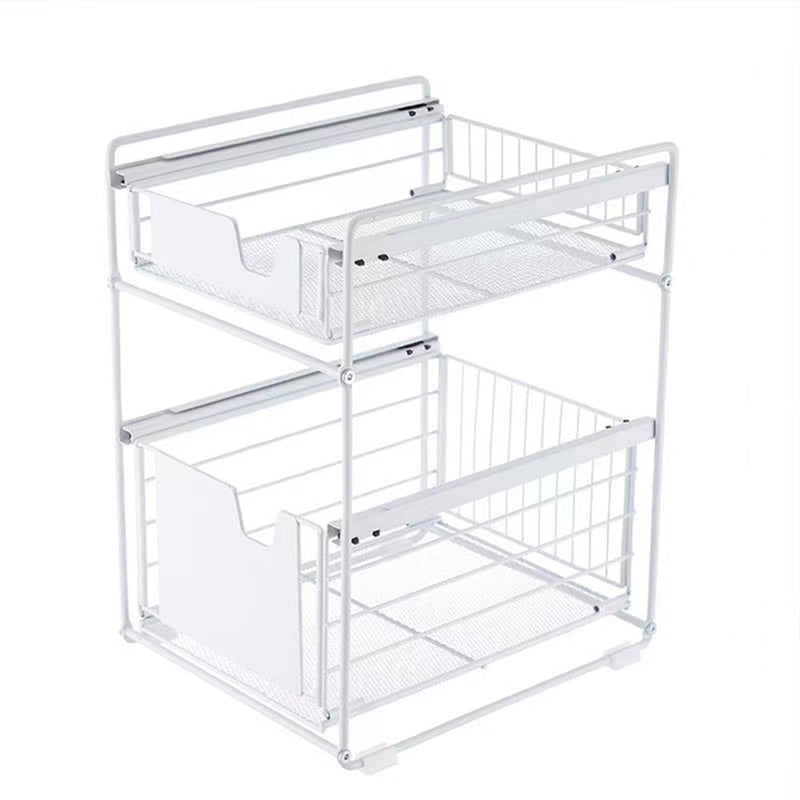 ADIVO Pantry Kitchen Organiser Sauce Rack Spice Storage with sliding drawers in Carbon Steel - White
