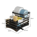 Viviendo 2 tier Dish Drainer Kitchen Counter Dish Rack  with Cutlery Holder, Drip Tray - Black