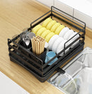 Viviendo 2 tier Dish Drainer Kitchen Counter Dish Rack  with Cutlery Holder, Drip Tray - Black