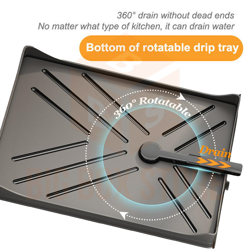 ADIVO 2 Tier Dish Drainer Drying Rack in Carbon Steel with Kitchen Counter Cup and Cutlery Holder