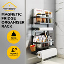 ADIVO Magnetic Fridge Storage Shelf with Paper Towel Holder Kitchen Spice Rack Organiser - Black