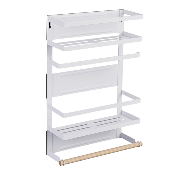 ADIVO Magnetic Fridge Storage Shelf with Paper Towel Holder Kitchen Spice Rack Organiser - White