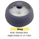 Microwave Vented Glass Cover and Multifunction Silicone Splatter Guard Lid - Grey Large