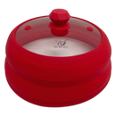 Microwave Vented Glass Cover and Multifunction Silicone Splatter Guard Lid - Red Small