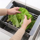 Expandable In Sink Kitchen Dish Drying Rack, Over The Sink Dish Drainer in Stainless Steel and ABS - Grey