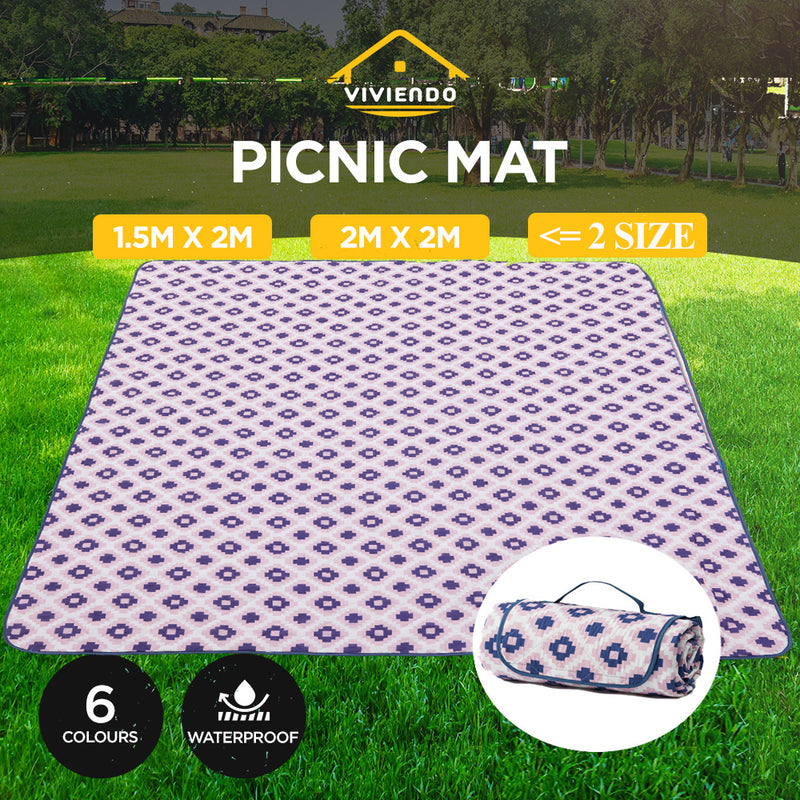 ADIVO 200x200cm Waterproof Outdoor Picnic Rug Blanket - Lavender