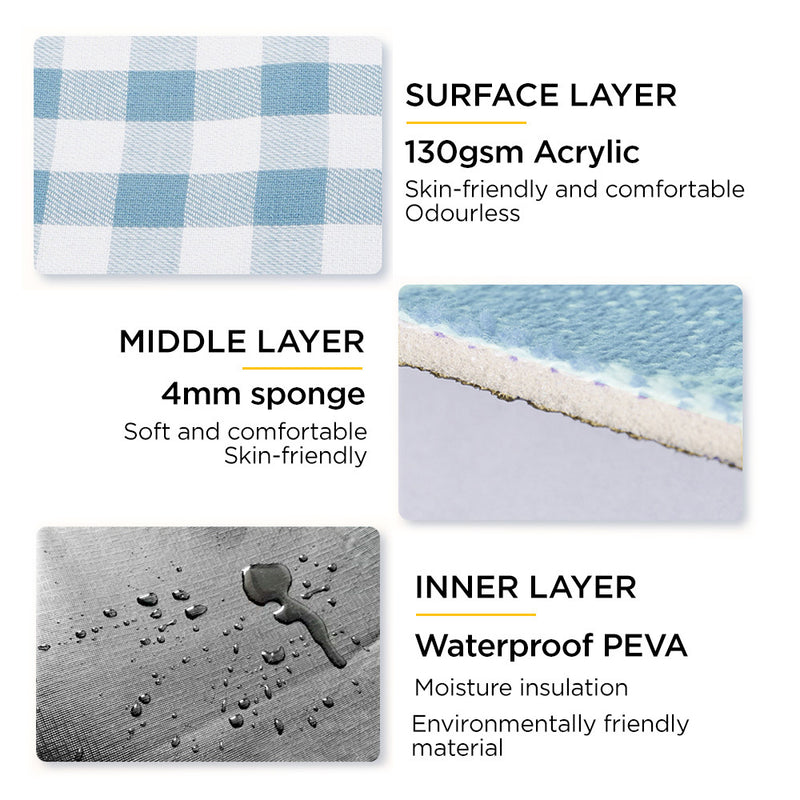 ADIVO 150x200cm Waterproof Outdoor Picnic Rug Blanket Classic - Grey Tile