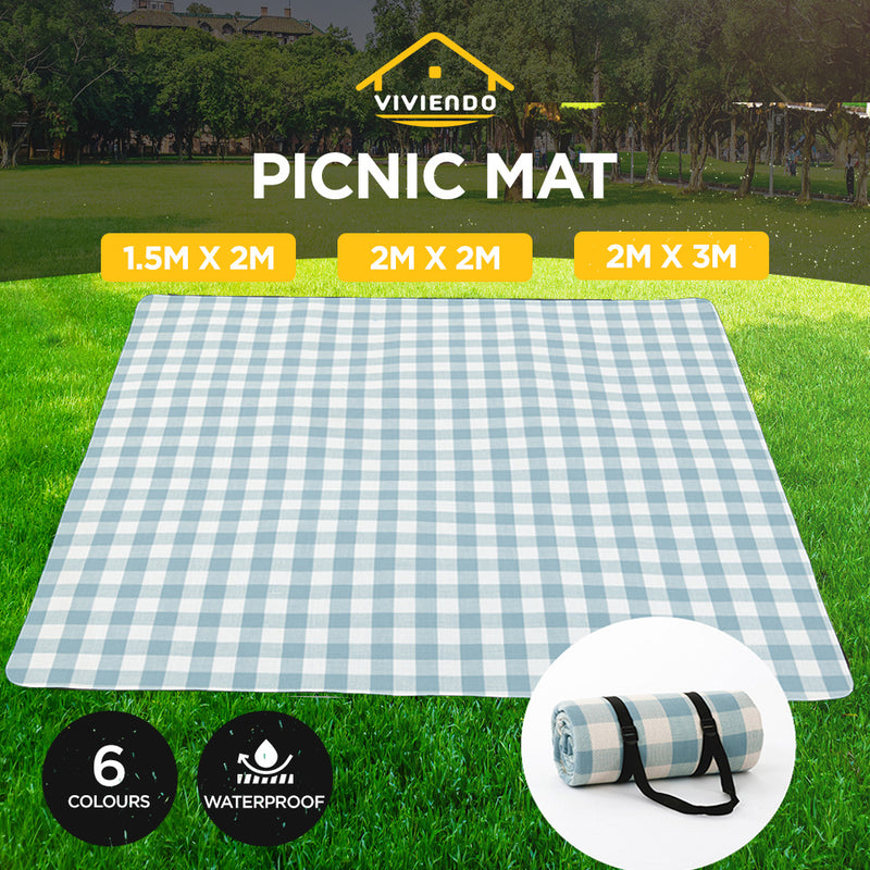 Viviendo 150x200cm Waterproof Outdoor Picnic Rug Blanket Classic - Baby Blue