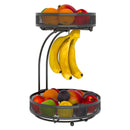 ADIVO 2 Tier Fruit Bowl Metal Kitchen Fruit and Vegetable Storage Basket - Black