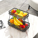 ADIVO 2 Tier Fruit Bowl Metal Kitchen Fruit and Vegetable Storage Basket - Black
