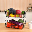 ADIVO 2 Tier Fruit Bowl Carbon Steel Kitchen Countertop for Fruit and Vegetable Basket Storage - Black