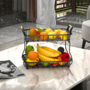 ADIVO 2 Tier Fruit Bowl Carbon Steel Kitchen Countertop for Fruit and Vegetable Basket Storage - Black