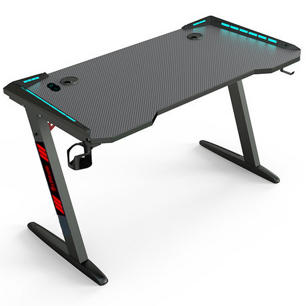 Odyssey8 1.2m Gaming Desk Office Table Desktop with LED light & Effects - Black