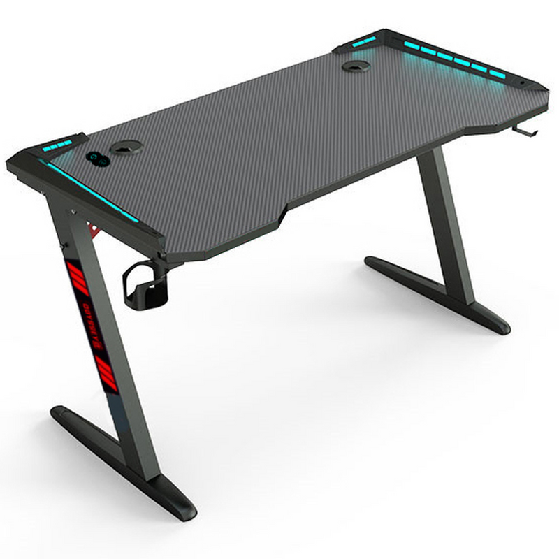 Odyssey8 1.4m Gaming Desk Office Table Desktop with LED light & Effects - Black