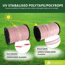 HortiKraft 15km Solar Powered Electric Fence Energizer 0.8J + 2km Poly Tape 12mm