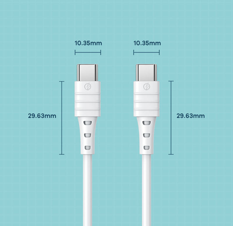 Fast Charging Skin friendly Texture PD65W Type C to Type C - White 30 CABLES