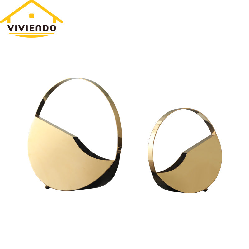 Golden Circle Designer Flower Vase in Stainless Steel Art Decorative desktop LARGE+SMALL