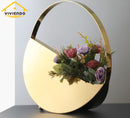 Golden Circle Designer Flower Vase in Stainless Steel Art Decorative desktop LARGE+SMALL
