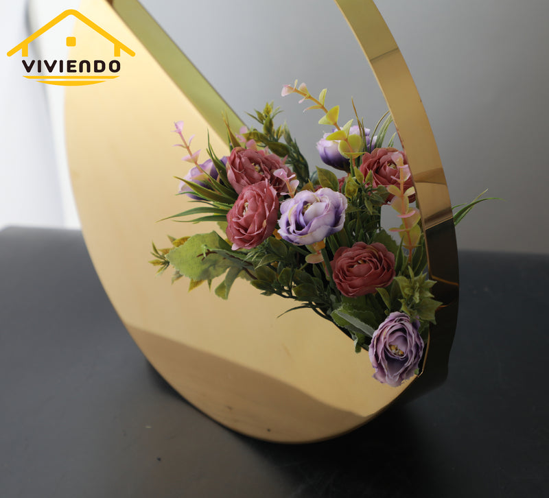 Golden Circle Designer Flower Vase in Stainless Steel Art Decorative desktop LARGE+SMALL